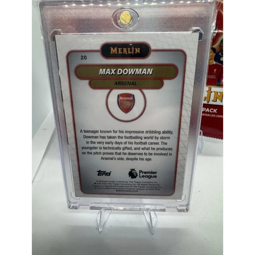 2026 Topps Merlin Premier League Max Dowman Rookie Gold Auto /50 Arsenal